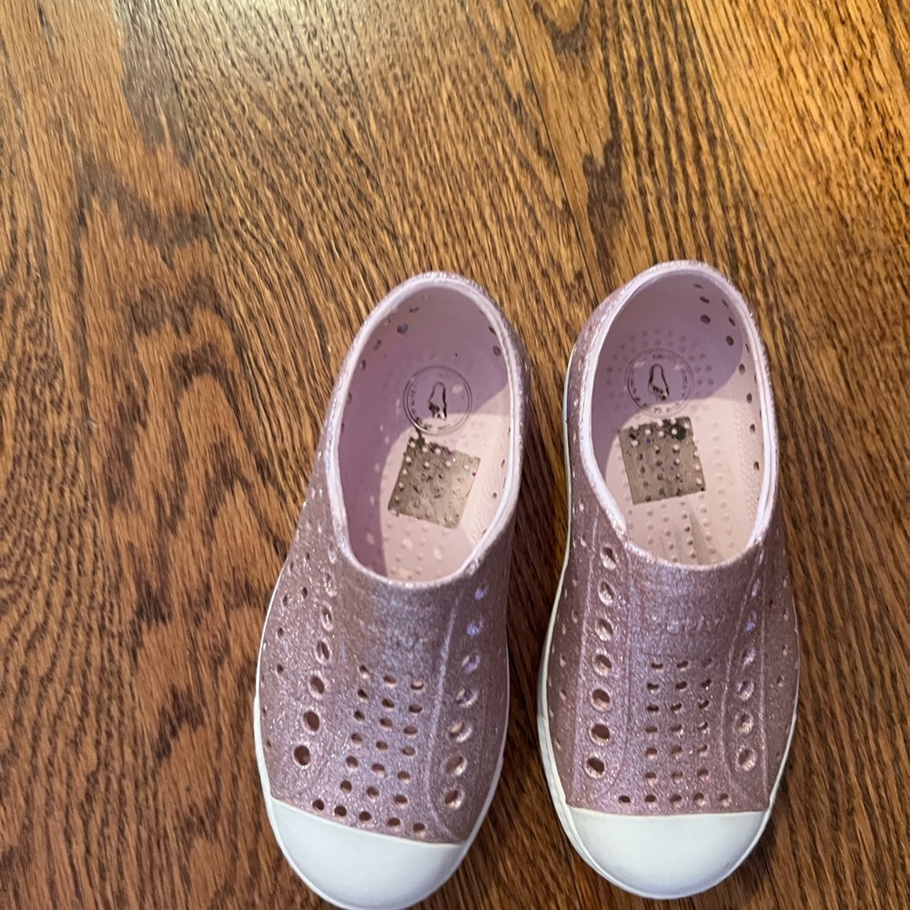 Kids Glitter Pink Slip-On Shoes